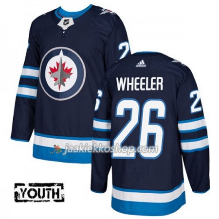 Lapsille NHL Winnipeg Jets Pelipaita Blake Wheeler 26 Adidas 2017-2018 Marine Sininen Authentic